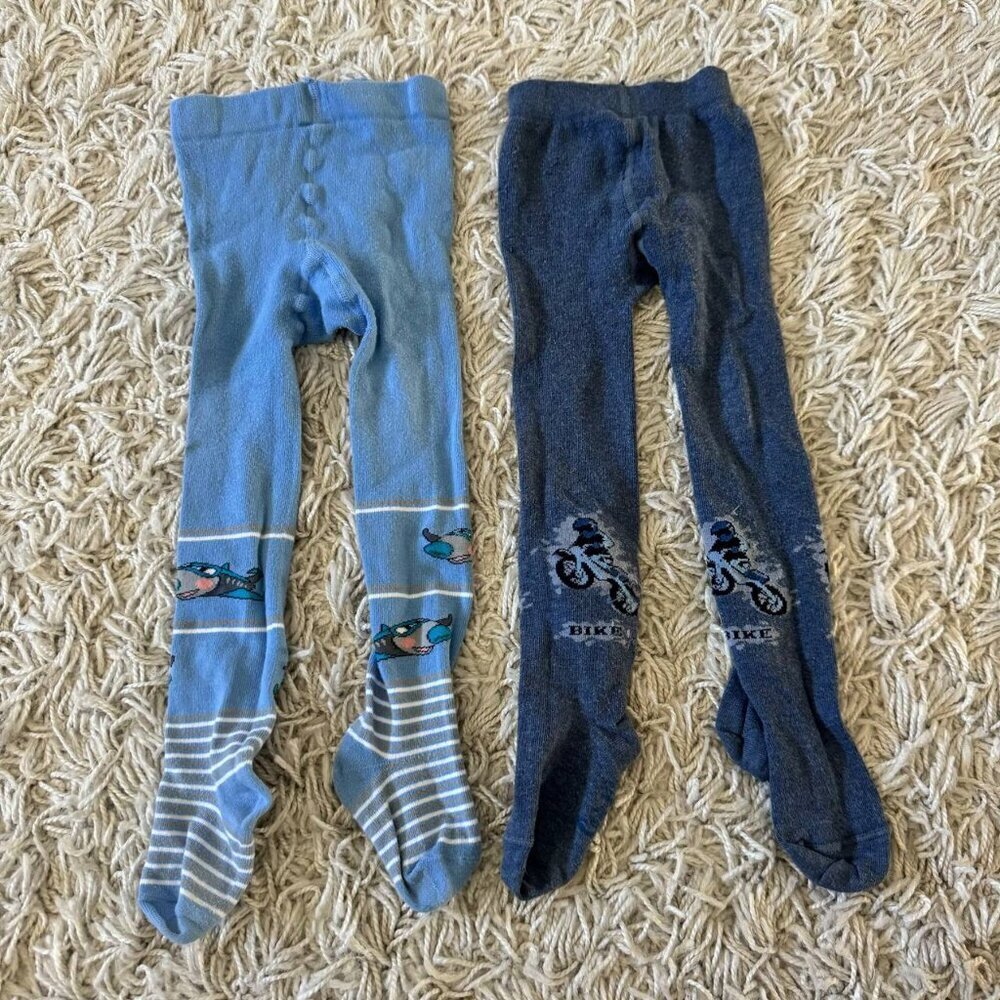 European Unisex Hard to Find Children Cotton Tights Set of Two - Size 3 yo